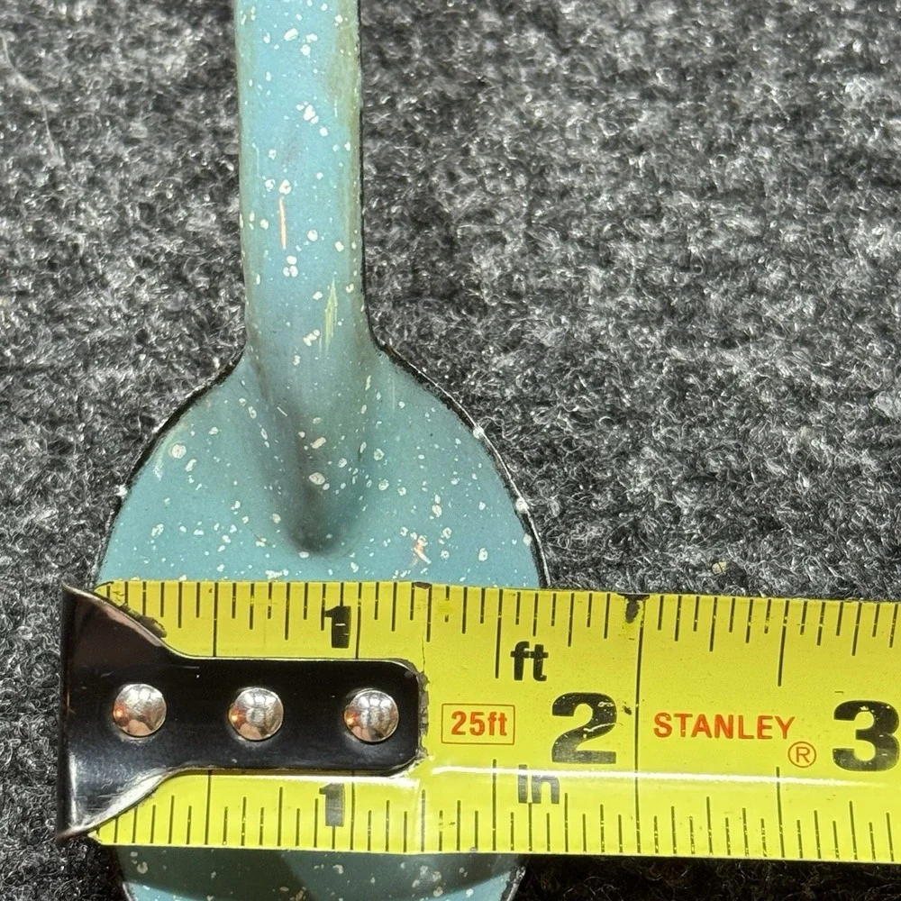 Vintage Speckled 7 in. Light Blue Enamelware Spoon - White Dots